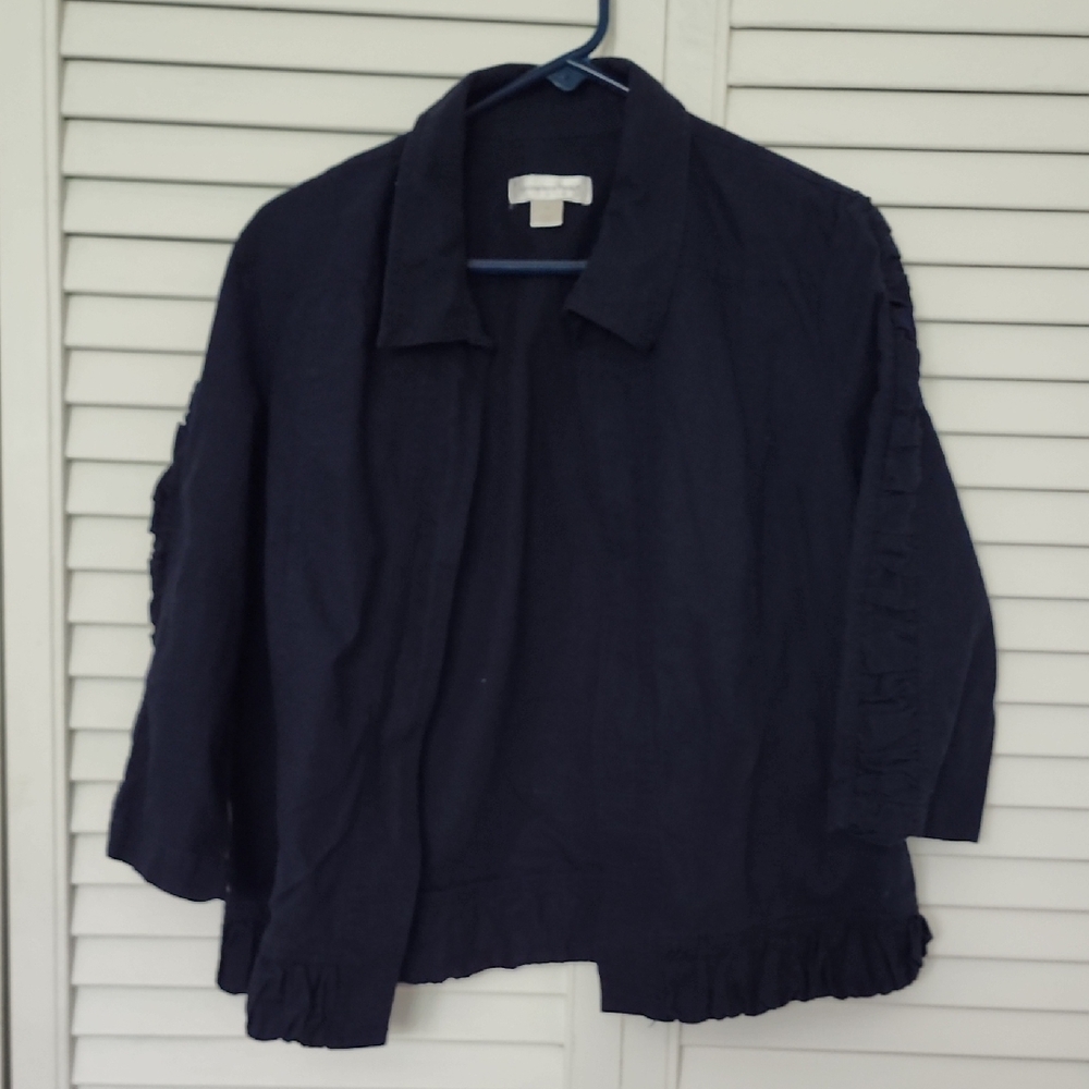 Christopher & Banks Dark Blue Jacket. Cotton Linen Blend
